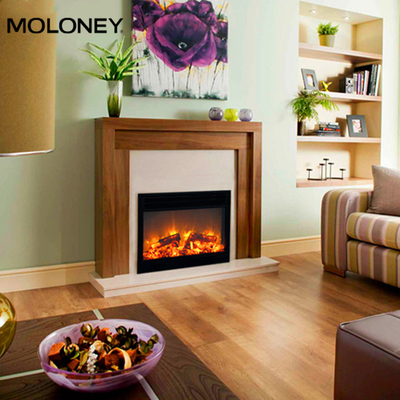 750mm Modern Built In Electric Fireplace Wood Mantel Two Levels Heating